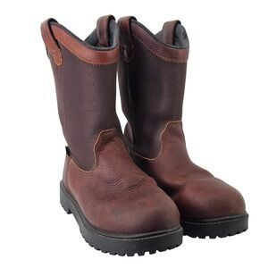 Brazos Work Force Men 9D Waterproof Leather Fabric Pull On Work Boots FWBWWR4004